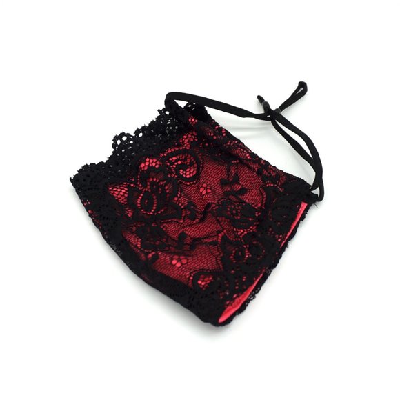 Black & pink Lace Face Mask Dust mask Fashion mask - Picture 4 of 7